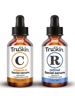 TruSkin Naturals Truskin Face Serum Duo Retinol Serum For Face & Vitamin C Serum Anti Aging Skin Care Set For Women Skin Care For Bright Smooth & Firm Skin 1 Fl Oz 2 Bottles  - Image 2
