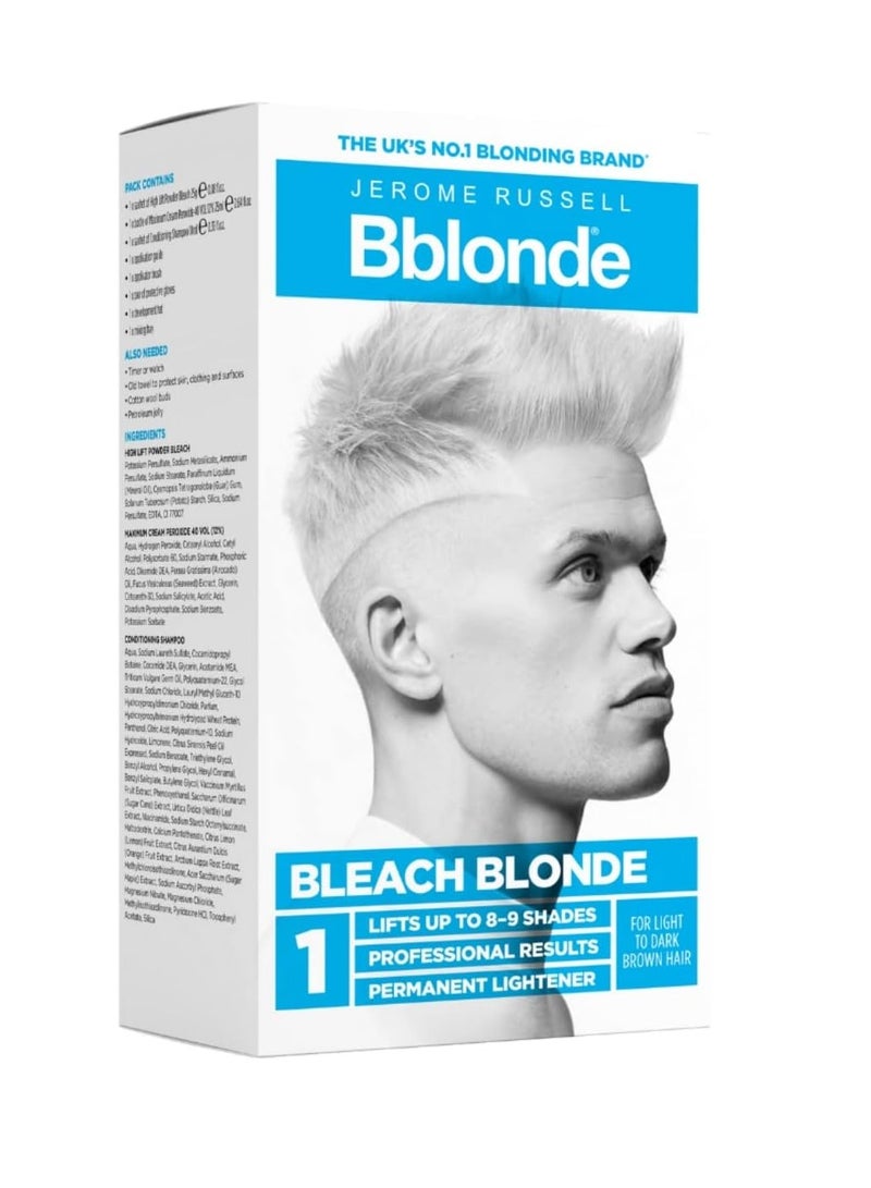 Jerome Russell Bblonde Bleach Blonde Kit No 1 Bleach Blonde Hair Dye for Light to Dark Brown Hair Colour Powder Bleach High Lift for 8 9 Shades Lighter Hair Hair Dye Permanent for Men - Image 1