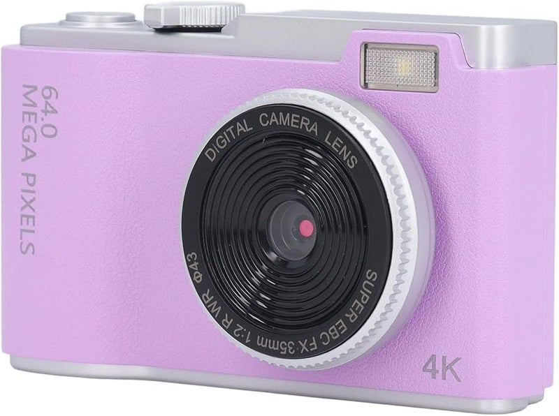 Purple Digital Camera 48MP 1080P Vlogging Camera with Fill Light Selfie Timestamp and Filters - Image 1