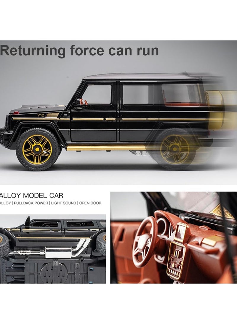 Exquisite 1/24 Mercedes-Benz G63 AMG Model Car, Zinc Alloy Pull Back Toy Car with Sound and Light, Suitable for Kids Boys Girls Gift (Black) - Image 4
