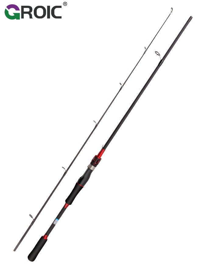GROIC Traveller Baitcasting Fishing Rod Lightweight Carbon Spinning Straight Handle Angling Pole,Long-distance fishing rod, sea pole and throwing rod - 2.4m,Red - Image 1