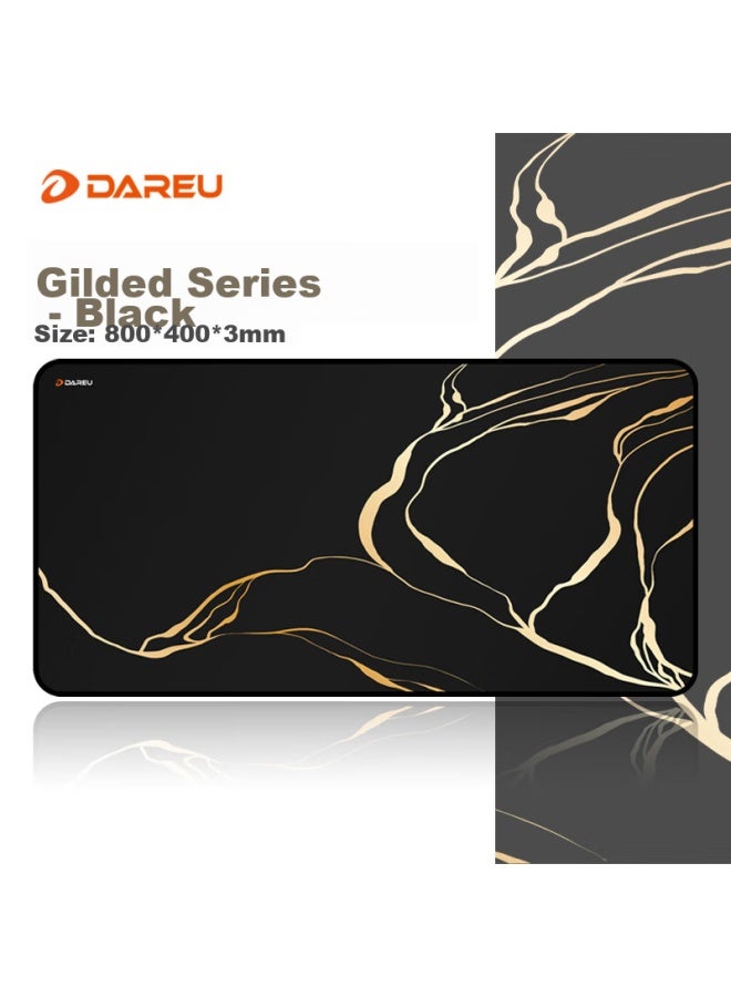 Daryo Dareu Gold-plated Series Gs-804 Black Gaming Mouse Pad, Fine Texture, Waterproof, Large Size, Thickened, Edge-locked, Office Keyboard, Computer Desk Pad, 800*400*3mm - Image 1