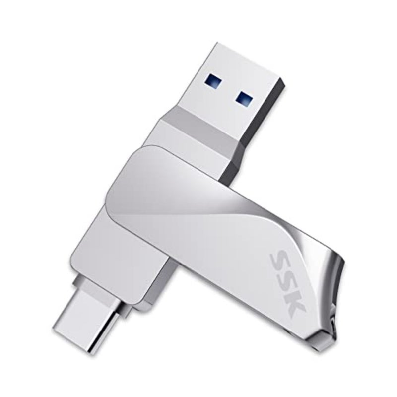 USB Flash Drive up to 200MB/s, USB C+A Dual Pendrive Memory Stick USB 3.2, Dual Connectors 2 in 1, Metal 360Swivel Housing, Thunderbolt 3 Compatible for USB-C Phone, Macbook/Pro/Air, and more - Image 1