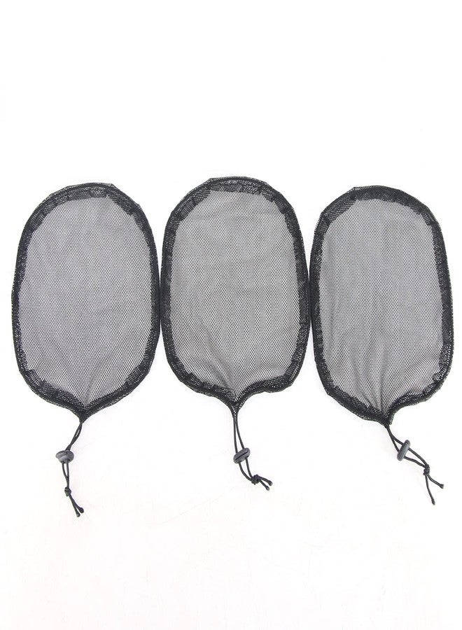 BTWTRY 3Pcs Black Ponytail Net Base Cap with Elastic Drawstring Ponytail Net Stretchy Base for Making Afro Puff Ponytail Wig Weaving Net for Women (Square) - Image 1