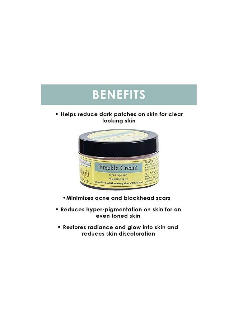 KHADI RISHIKESH Men's, Women's Herbal Freckle Cream for pigmentation Removing Dark Spots Acne Scars blackheads, Even Skin, Blemishes Best Cream For Pigmentation Dark Spots (50 gm) - Image 2