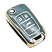 FEYOUN Key Fob Cover Compatible with Buick Encore Chevy Chevrolet Camaro Equinox Impala Sonic Trax GMC Terrain Flip 4 Buttons TPU Remote Keyless Key Fob Case Protection Shell Accessories Blue Gray - Image 2