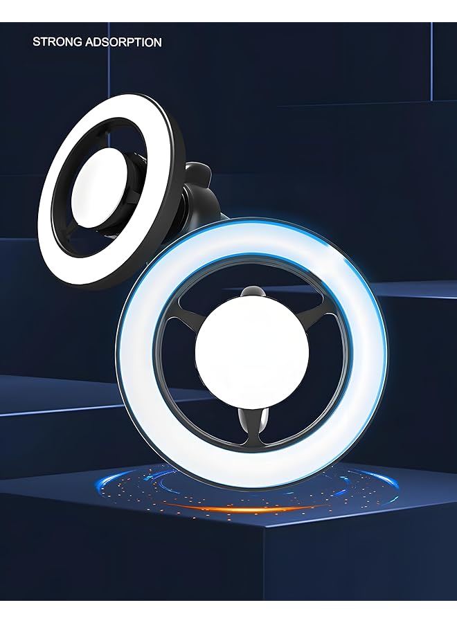 إيروريكس حامل هاتف مغناطيسي للسيارة حلقات دائرية للهاتف المحمول على لوحة القيادة للسيارة آمن على لوحة القيادة متوافق مع Iphone 14 15 16 Pro Max Pro Plus Tesla Bendable Alloy All Dash Panel Windshield White - Image 4