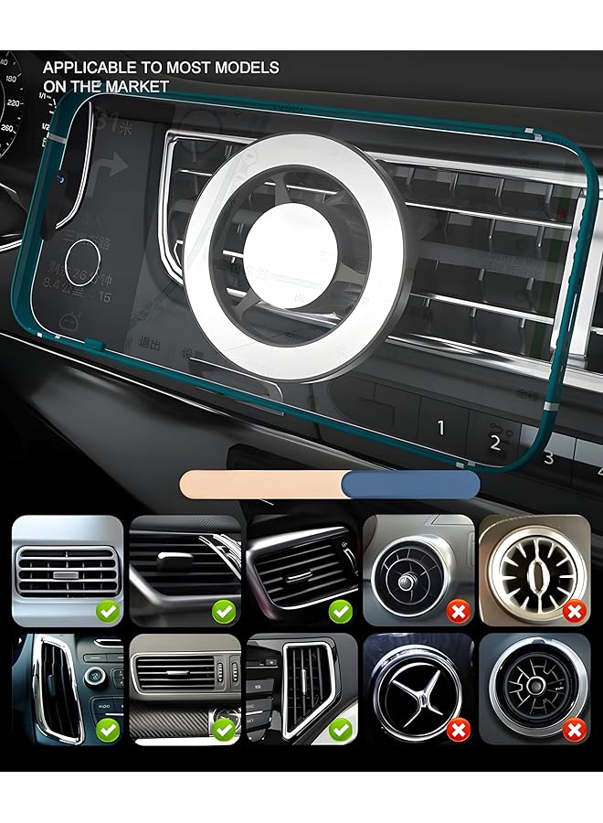 إيروريكس حامل هاتف مغناطيسي للسيارة حلقات دائرية للهاتف المحمول على لوحة القيادة للسيارة آمن على لوحة القيادة متوافق مع Iphone 14 15 16 Pro Max Pro Plus Tesla Bendable Alloy All Dash Panel Windshield White - Image 5