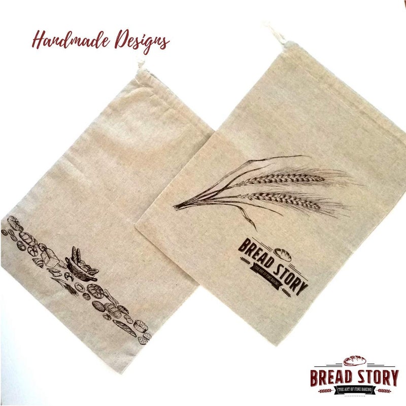 Bread Story Linen Bread Bag â€“ Reusable Linen Bags for Homemade Bread & Sourdough | Cloth Bags for Sourdough, Artisan Loaves, & Pastries | Unbleached Natural Fabric with Drawstring Closure, 2-Pack, 11 x 15" - Image 3