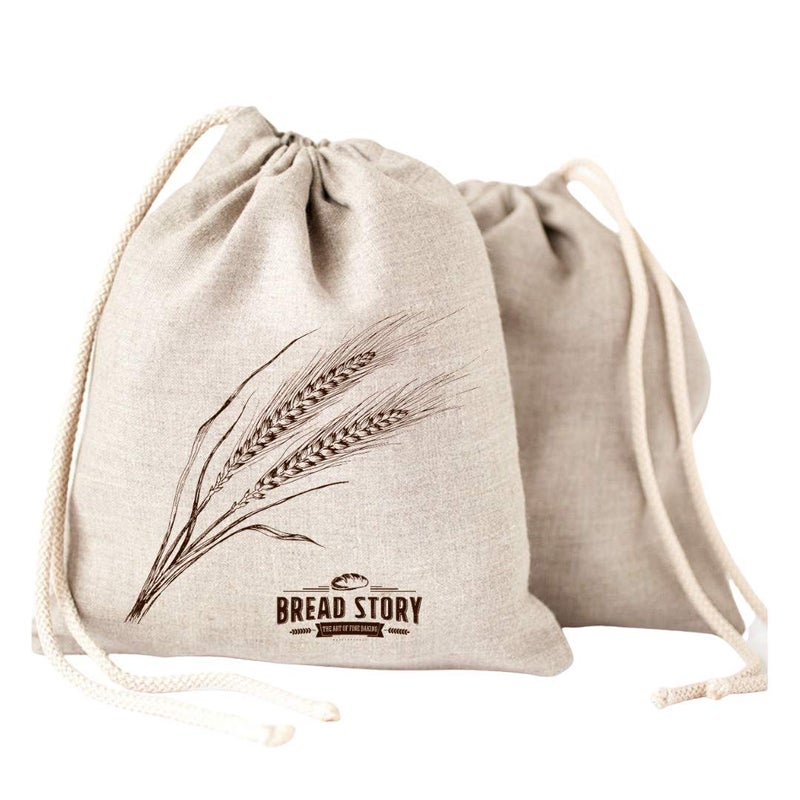 Bread Story Linen Bread Bag â€“ Reusable Linen Bags for Homemade Bread & Sourdough | Cloth Bags for Sourdough, Artisan Loaves, & Pastries | Unbleached Natural Fabric with Drawstring Closure, 2-Pack, 11 x 15" - Image 1
