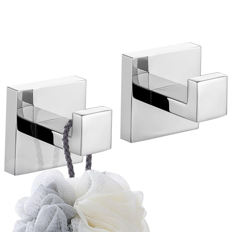 TURS Towel Hooks Clothes Robe Hook for Bathroom Kitchen Garage Stainless Steel Wall Mounted 2 Pack, Polished Chrome Finish, Q7001P-P2 - Image 1