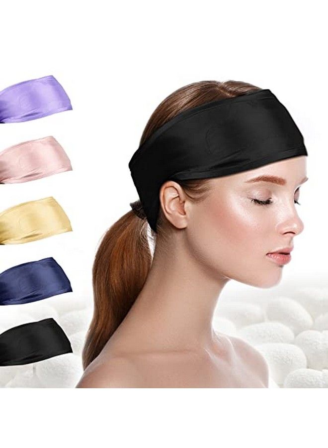 Fantastic house Silk Spa Headband For Washing Face 22 Momme 100% Mulberry Silk Scarf For Hair Wrapping At Night Adjustable Ponytail Head Wrap Hair Band For Women And Girls For Sleep Makeup Sport (Black)  - Image 1