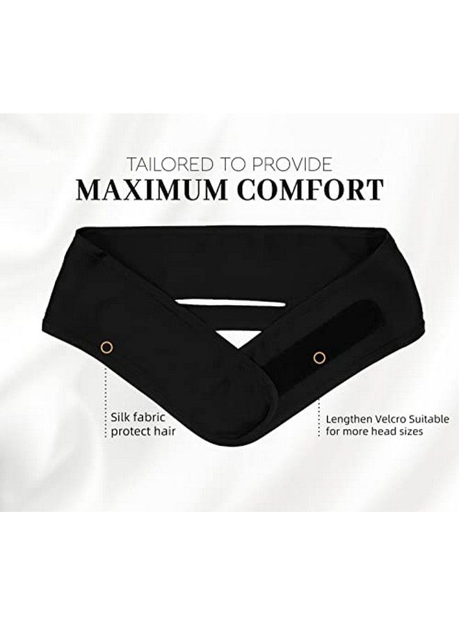 Fantastic house Silk Spa Headband For Washing Face 22 Momme 100% Mulberry Silk Scarf For Hair Wrapping At Night Adjustable Ponytail Head Wrap Hair Band For Women And Girls For Sleep Makeup Sport (Black)  - Image 4
