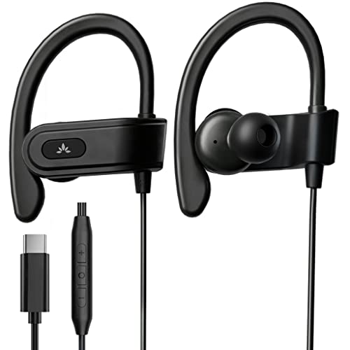 Avantree C171 - USB-C Wired Earbuds with Microphone & Volume Controls, Compatible with New iPhone 15 & 16, Samsung, Google & Android Type C Phones Headphones with Ear Hook for Running & Sports - Image 1