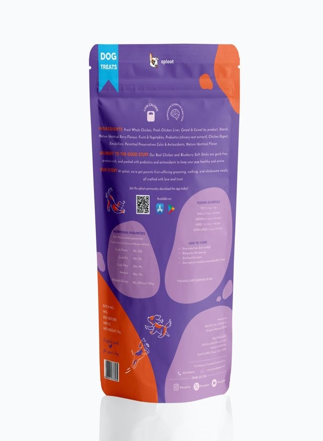 Sploot Dog Soft Chew Sticks - Dog Treats for Adult Dogs & Puppies - Chicken and Blueberry Soft Snacks and Biscuits for Pets, Real Dog Food - Image 4