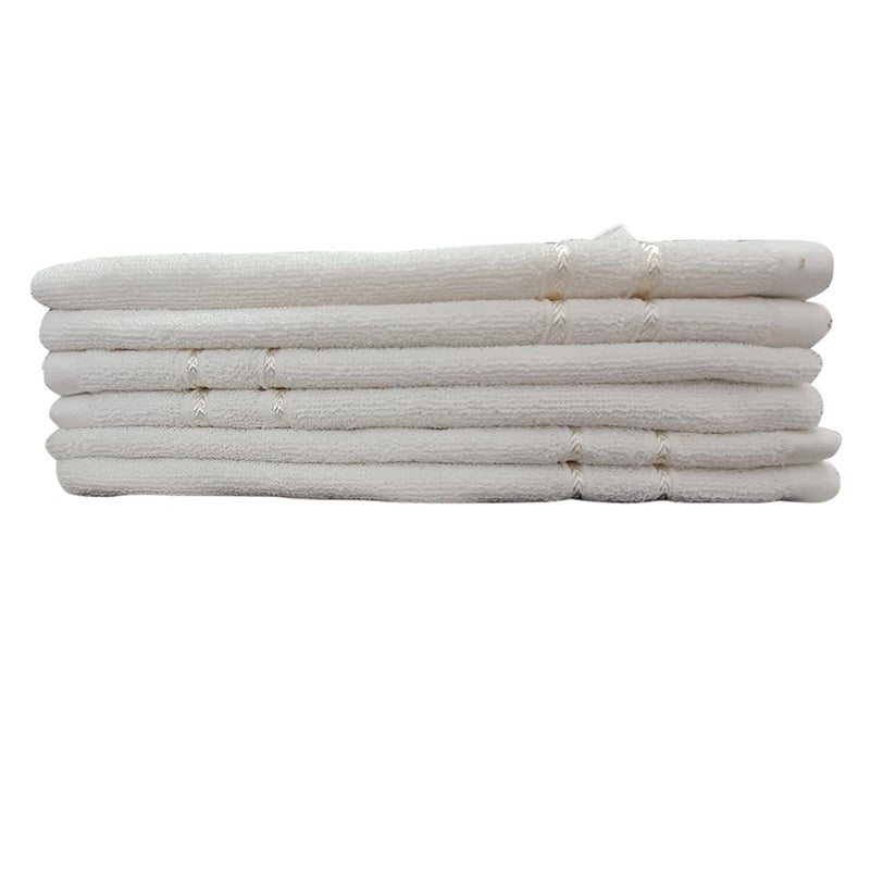 MUKHAKSH موخاخش (عبوة من 6) مناشف يد كبيرة بيضاء فاخرة 100% قطن (الحجم 16 × 24) - Image 1