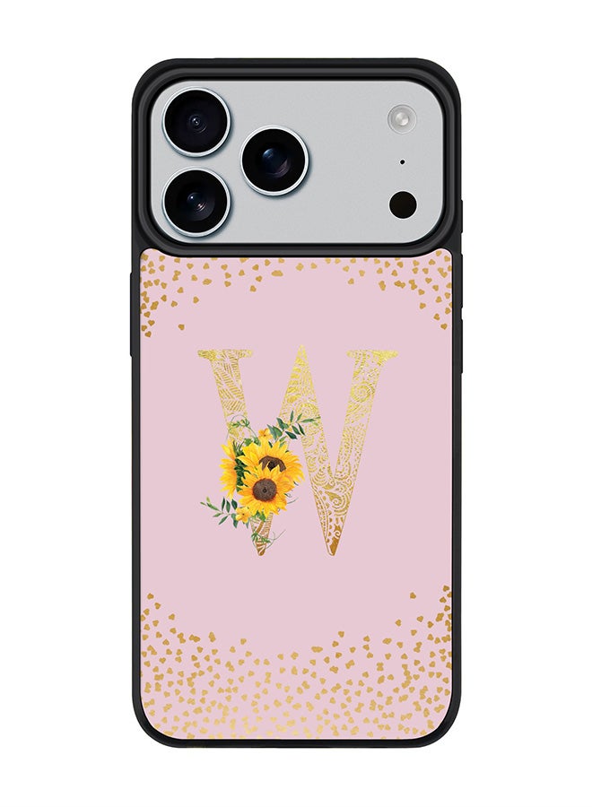 Stylizedd iPhone 17 Pro Max Case, [Compatible with MagSafe] Slim Magnetic cover Phone Case iPhone 17 Pro Max -Custom Floral Monogram - W  (Pink ) - Image 1