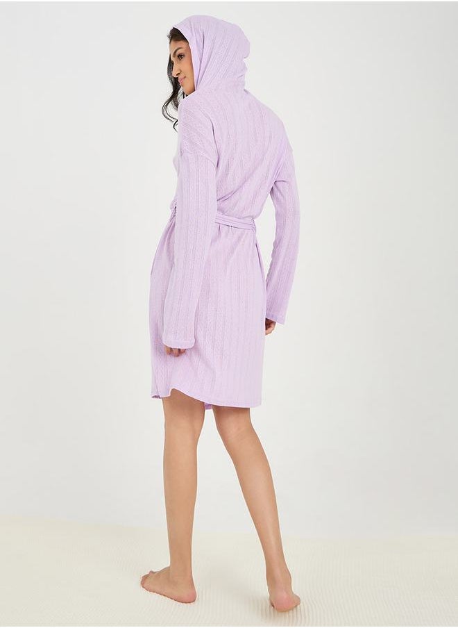 Styli - Pointelle Hooded Robe - Image 1