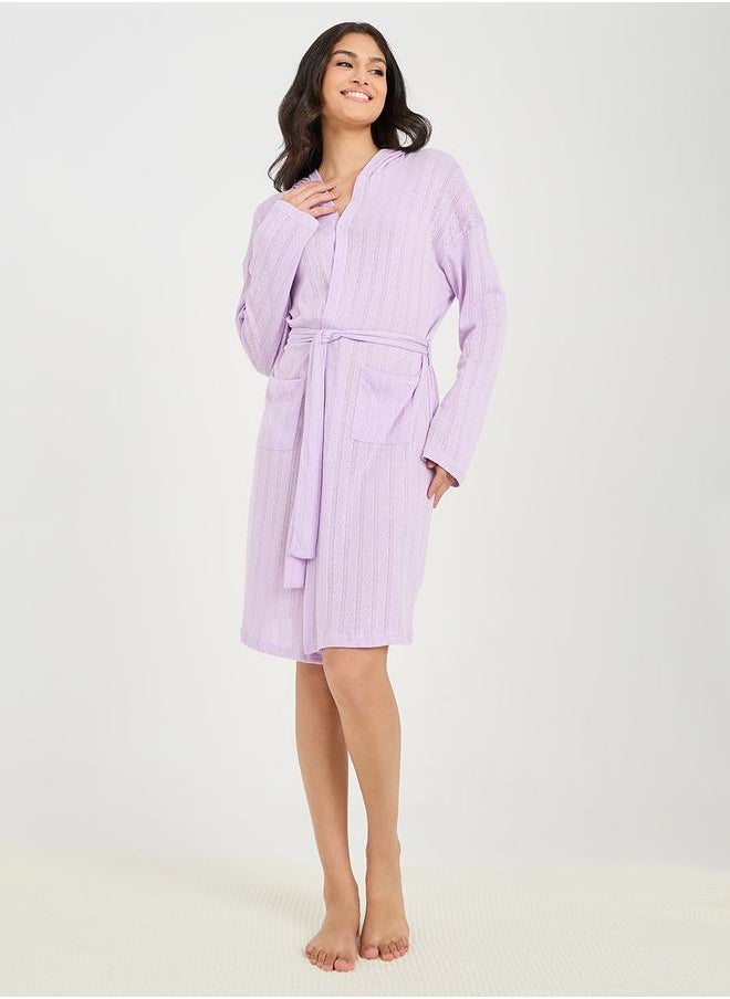 Styli - Pointelle Hooded Robe - Image 1