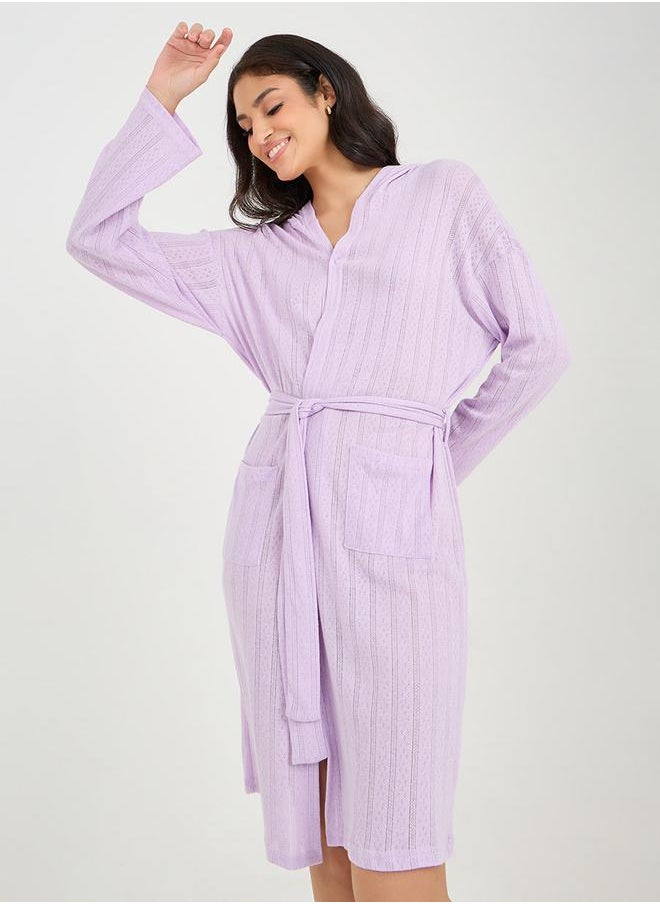 Styli - Pointelle Hooded Robe - Image 1