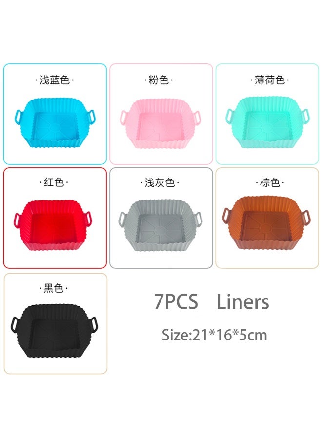 7packs قابلة لإعادة الاستخدام السيليكون الهواء المقلية بطانات مربع 8 بوصة الهواء المقلية فرن الميكروويف الملحقات سهلة التنظيف - Image 1