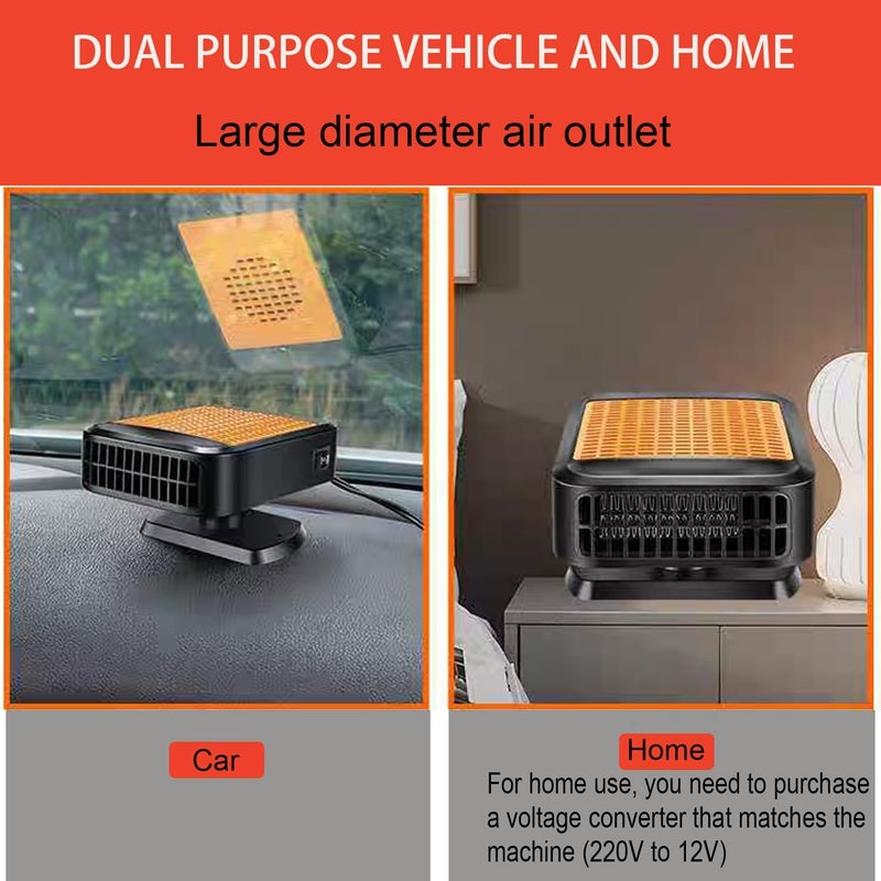 QEPJO Car Heater Portable Car Heaters for Vehicle 12V 200W Fast Heating Defrost Defogger,360Â° Rotatable Car Defroster Windshield Heater,2-in-1 Plug in Space Heaters for Car for Winter - Image 5