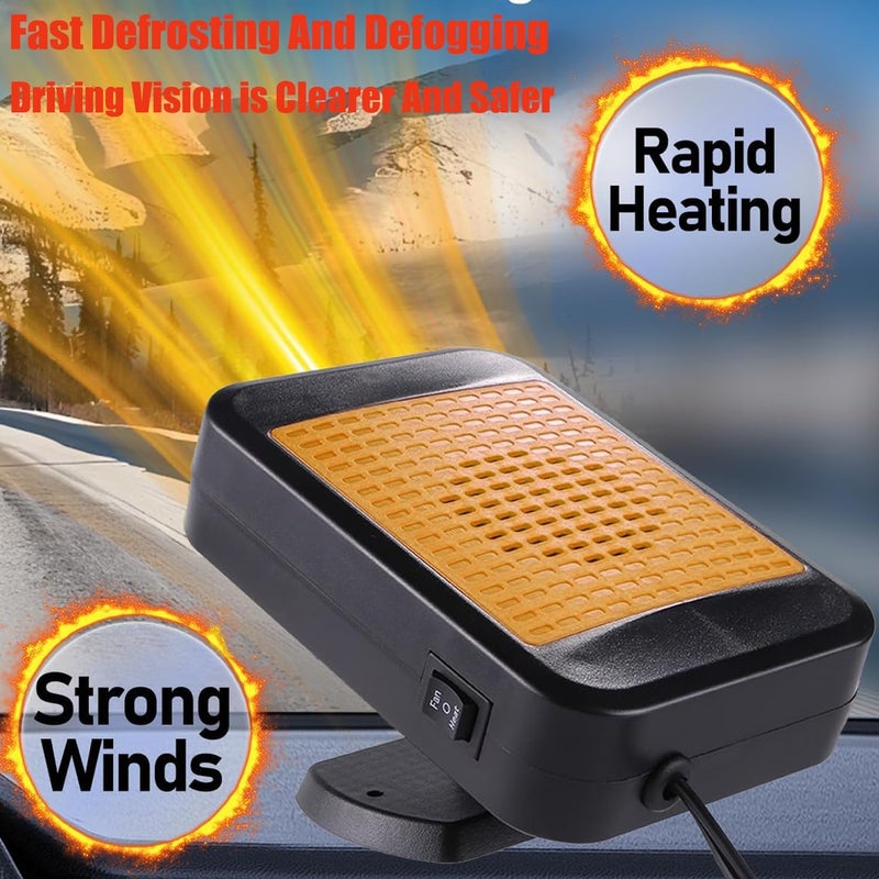 QEPJO Car Heater Portable Car Heaters for Vehicle 12V 200W Fast Heating Defrost Defogger,360Â° Rotatable Car Defroster Windshield Heater,2-in-1 Plug in Space Heaters for Car for Winter - Image 4