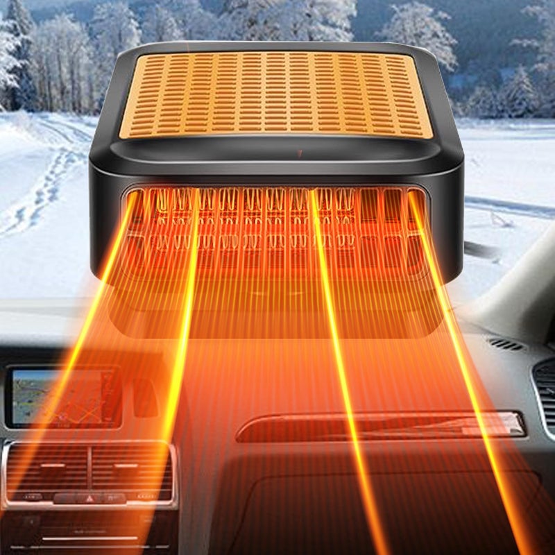 QEPJO Car Heater Portable Car Heaters for Vehicle 12V 200W Fast Heating Defrost Defogger,360Â° Rotatable Car Defroster Windshield Heater,2-in-1 Plug in Space Heaters for Car for Winter - Image 1