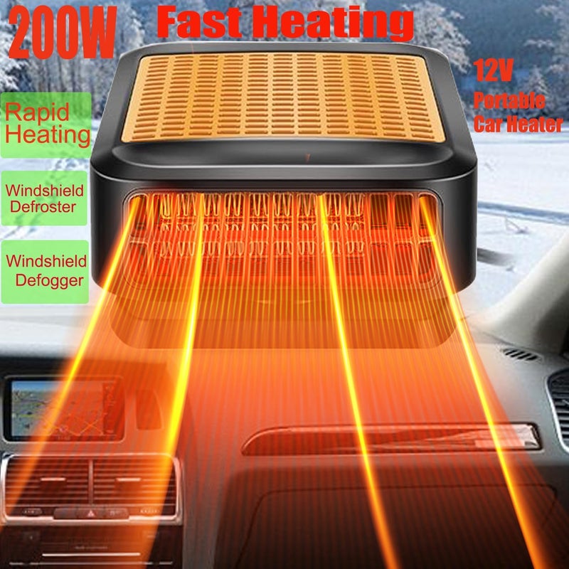 QEPJO Car Heater Portable Car Heaters for Vehicle 12V 200W Fast Heating Defrost Defogger,360Â° Rotatable Car Defroster Windshield Heater,2-in-1 Plug in Space Heaters for Car for Winter - Image 2