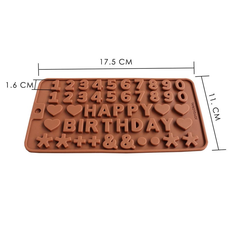 JoyGlobal Silicon Food Grade Alphabet Happy Birthday Punctuation Numbers Punctuation Mark Symbols Heart Asterisk Plus Sign Clay Marzipan Chocolate Mold Size 215 x 115 x 02 CM - Image 3