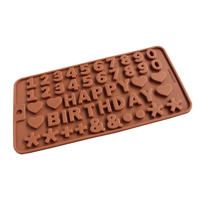 JoyGlobal Silicon Food Grade Alphabet Happy Birthday Punctuation Numbers Punctuation Mark Symbols Heart Asterisk Plus Sign Clay Marzipan Chocolate Mold Size 215 x 115 x 02 CM - Image 2