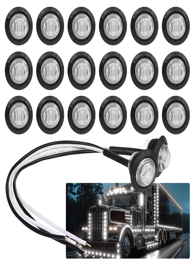 TMH (Pack of 20) TMH 3/4 Inch Mount White LED Clearance Bullet Marker lights, Side LED marker lights for trailer Truck RV Car Bus Van - Image 1