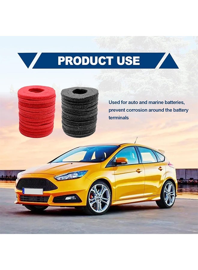24 Pieces Battery Terminal Anti Corrosion Washers, Fiber Washer Gasket for Protecting 12-Volt Battery Terminal, Battery Terminal Protector (12 Red and 12 Black) - Image 4