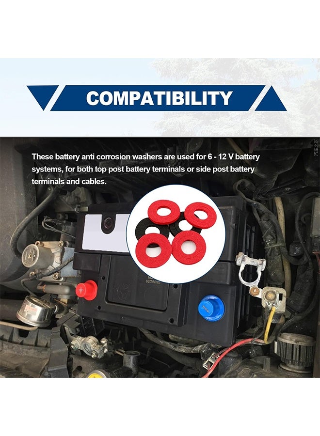 24 Pieces Battery Terminal Anti Corrosion Washers, Fiber Washer Gasket for Protecting 12-Volt Battery Terminal, Battery Terminal Protector (12 Red and 12 Black) - Image 5