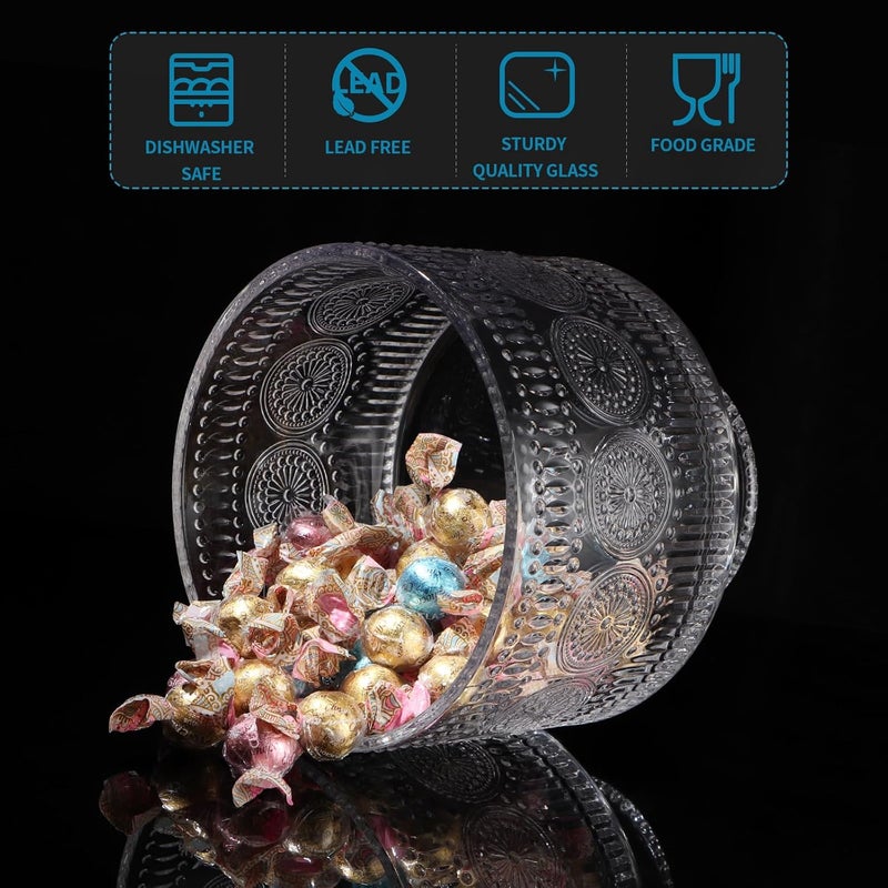 MDLUU Glass Trifle Bowl with Pedestal 343qt Footed Dessert Stand Vintage Centerpiece Bowl for Layered Cakes Fruits Salad Sunflower Pattern - Image 4