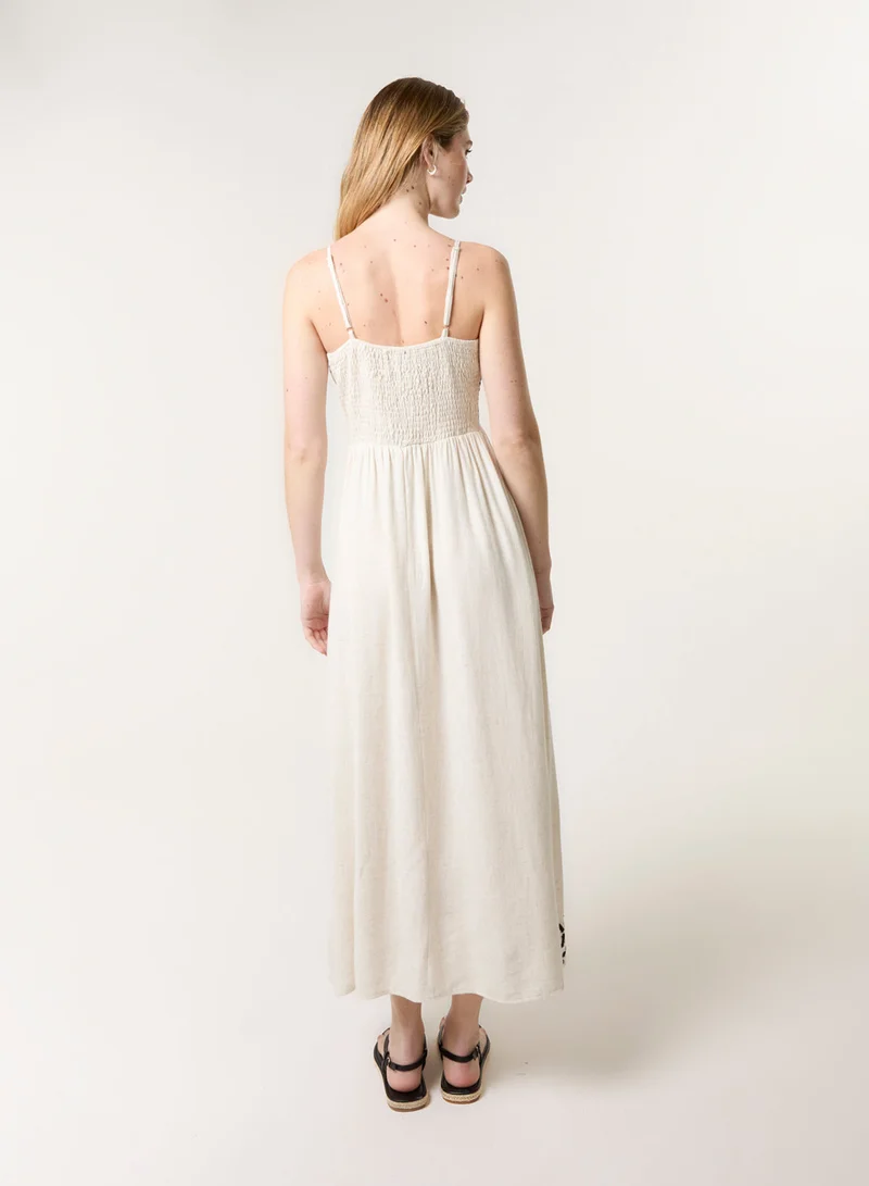 Blue Vanilla Embroidered Sleeveless Maxi Dress