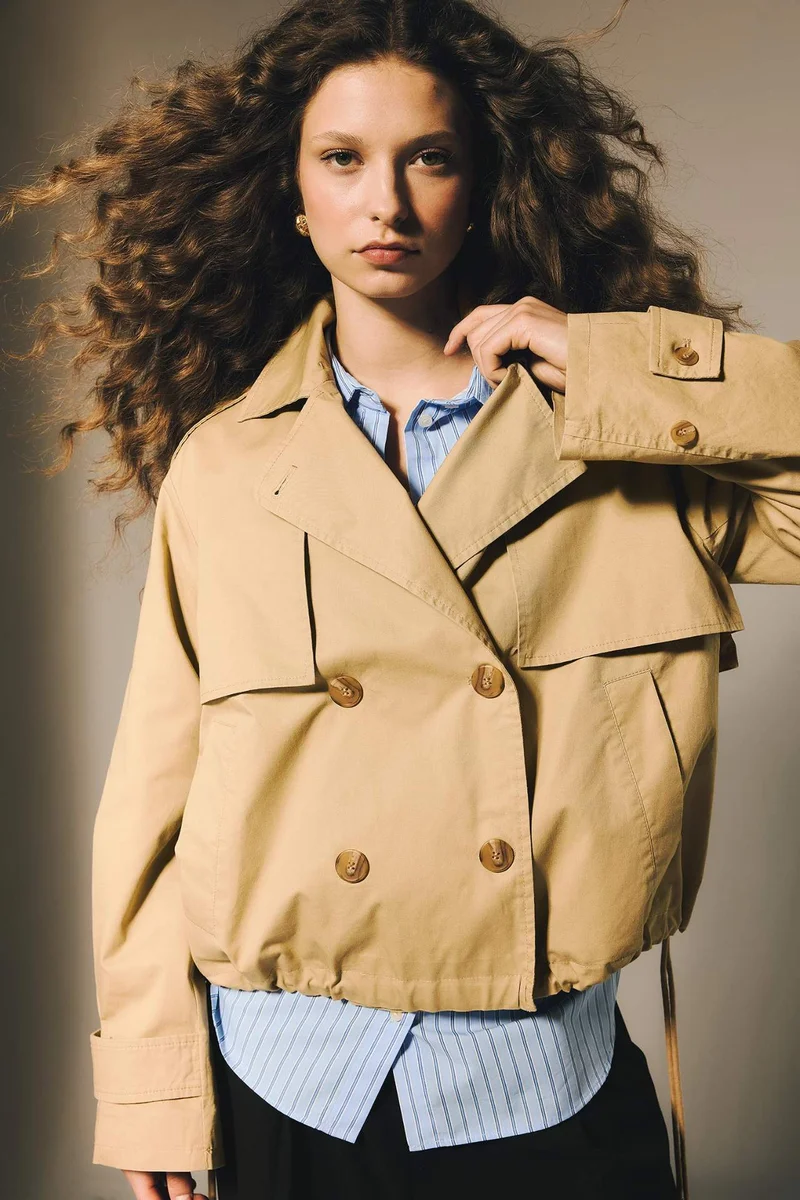 DeFacto Relax Fit Jacket Collar Trench Coat