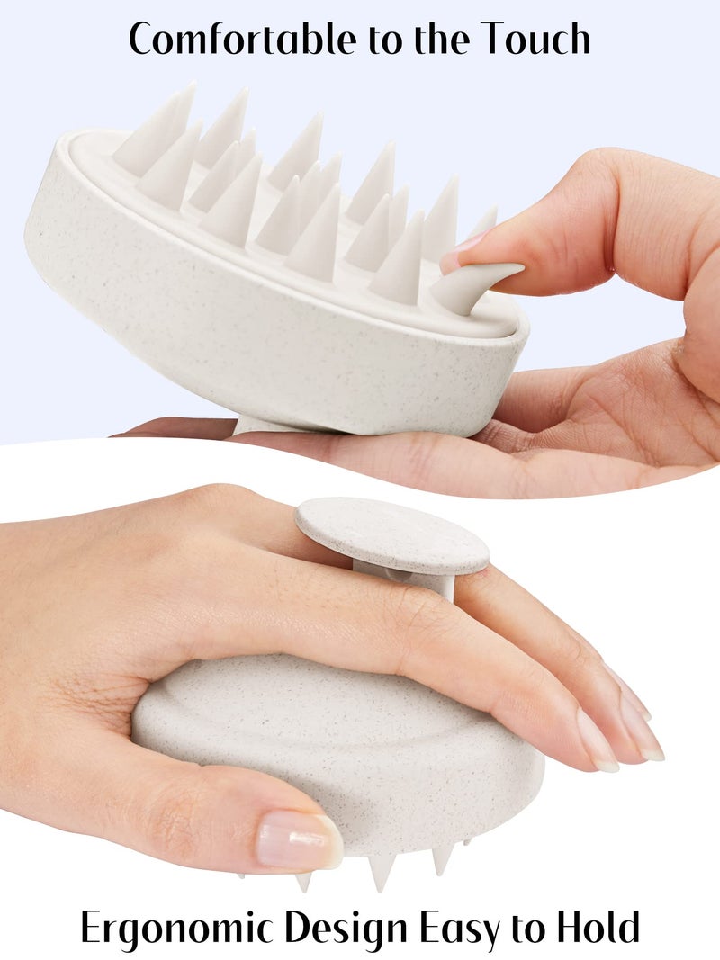 HEETA Scalp Massager Hair Growth, Soft Silicone Scalp Scrubber Shampoo Brush for Exfoliation, Dandruff Removal & Head Massage Stress Relax, Wet & Dry Use for Thick, Thin Hair Care, Wheat Straw Beige - Image 5