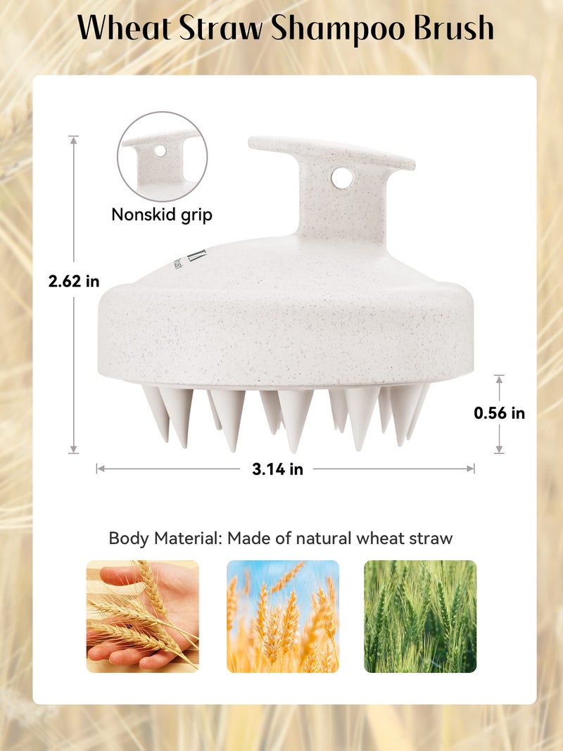 HEETA Scalp Massager Hair Growth, Soft Silicone Scalp Scrubber Shampoo Brush for Exfoliation, Dandruff Removal & Head Massage Stress Relax, Wet & Dry Use for Thick, Thin Hair Care, Wheat Straw Beige - Image 2