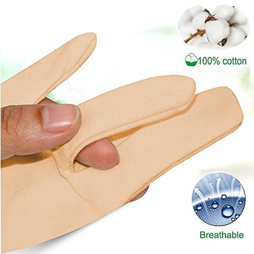 KETKAR Unisex Adult's Cotton Short/Half Hand Gloves for Sun Protection Bike Riding (2 Pair)_Beige|Blue - Image 3