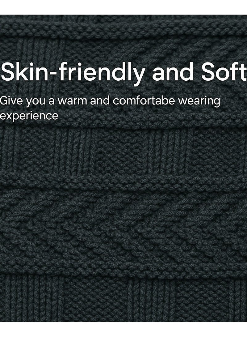 SARAOONT 4 Piece Winter Beanie Hat and Scarf Set Includes 2 Black and 2 Navy Pieces Thick Warm and Cozy for Cold Weather - Image 3