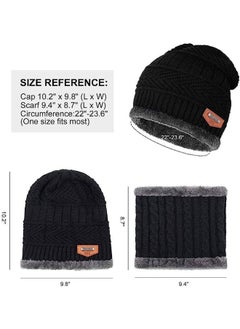 SARAOONT 4 Piece Winter Beanie Hat and Scarf Set Includes 2 Black and 2 Navy Pieces Thick Warm and Cozy for Cold Weather  - Image 4