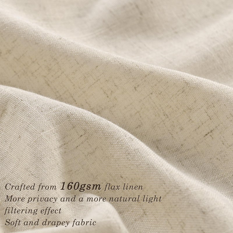 Jowels Natural Linen Curtains 80 Inch Length 2 Panels for Living Room Bedroom  Light Filtering Sheer Curtains 80 Inches  Neutral Modern Grommet Semi Sheer Soft Privacy Drapes Beige - Image 3
