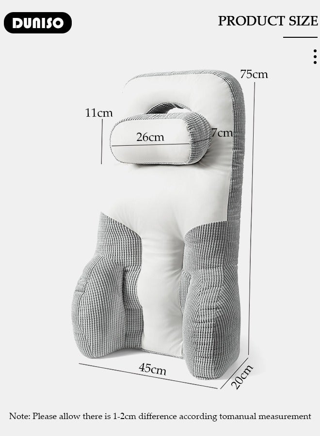DUNISO وسادة دعم القطن للظهر لكرسي المكتب، وسادة ظهر مريحة لتخفيف الألم وتحسين وضعية الجلوس، دعم للظهر والرقبة بتصميم محمول، وسادة بأحزمة قابلة للتعديل لكرسي المكتب، الكرسي المتحرك، كرسي المكتب، كرسي الكمبيوتر، كرسي الألعاب - Image 4