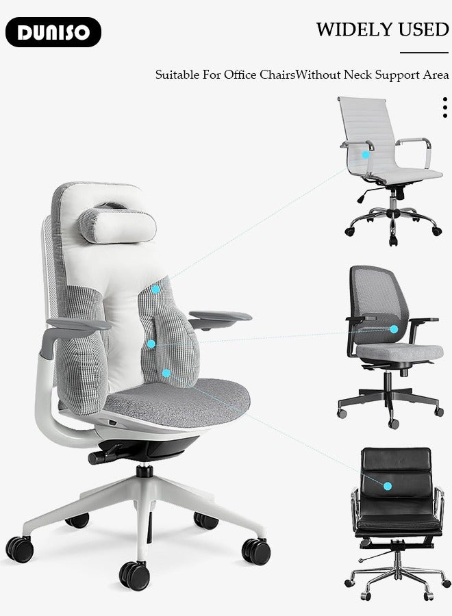 DUNISO وسادة دعم القطن للظهر لكرسي المكتب، وسادة ظهر مريحة لتخفيف الألم وتحسين وضعية الجلوس، دعم للظهر والرقبة بتصميم محمول، وسادة بأحزمة قابلة للتعديل لكرسي المكتب، الكرسي المتحرك، كرسي المكتب، كرسي الكمبيوتر، كرسي الألعاب - Image 3
