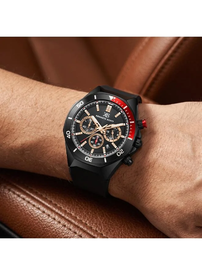 Kenneth Scott  Kenneth Scott Men's Chronograph  Black  Dial Watch - K26116-BSBB for Men | Best Price UAE