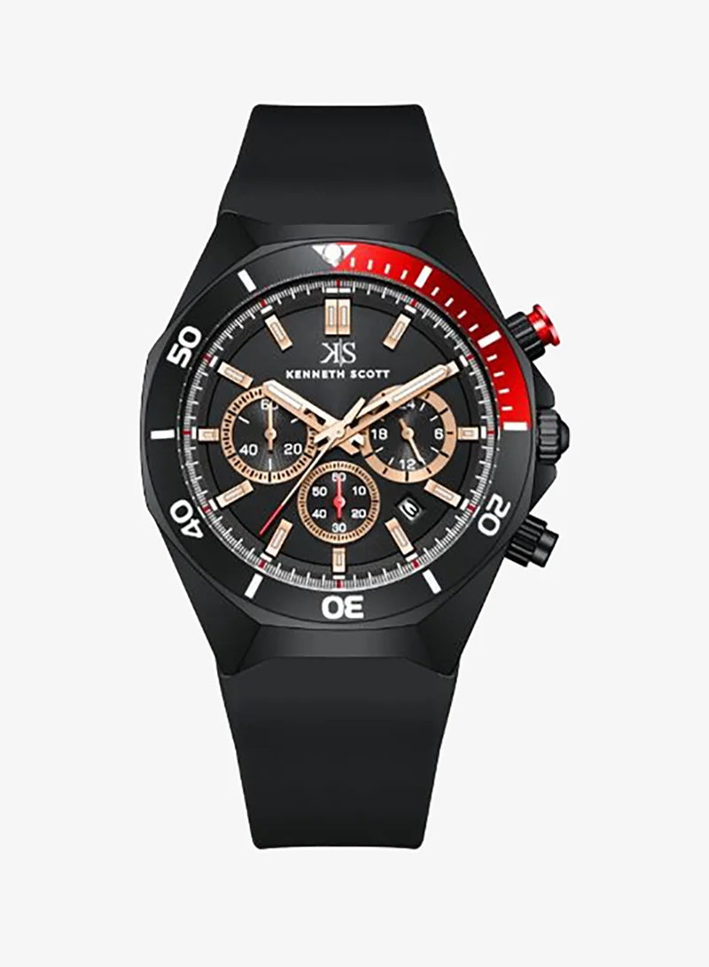 KENNETH SCOTT Kenneth Scott Men's Chronograph  Black  Dial Watch - K26116-BSBB