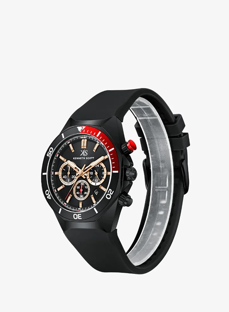 KENNETH SCOTT Kenneth Scott Men's Chronograph  Black  Dial Watch - K26116-BSBB