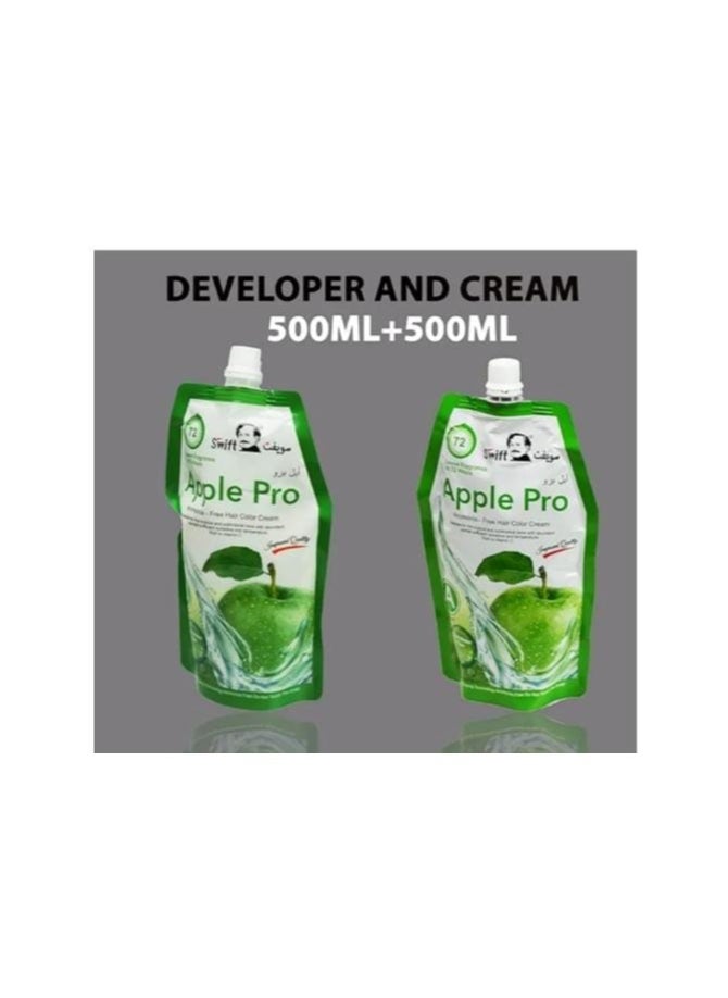 Swift Swift Apple Original Gray Coverage Hair Dye, Natural Black Hair Color Cream 500ml (Natural Black)  - Image 3