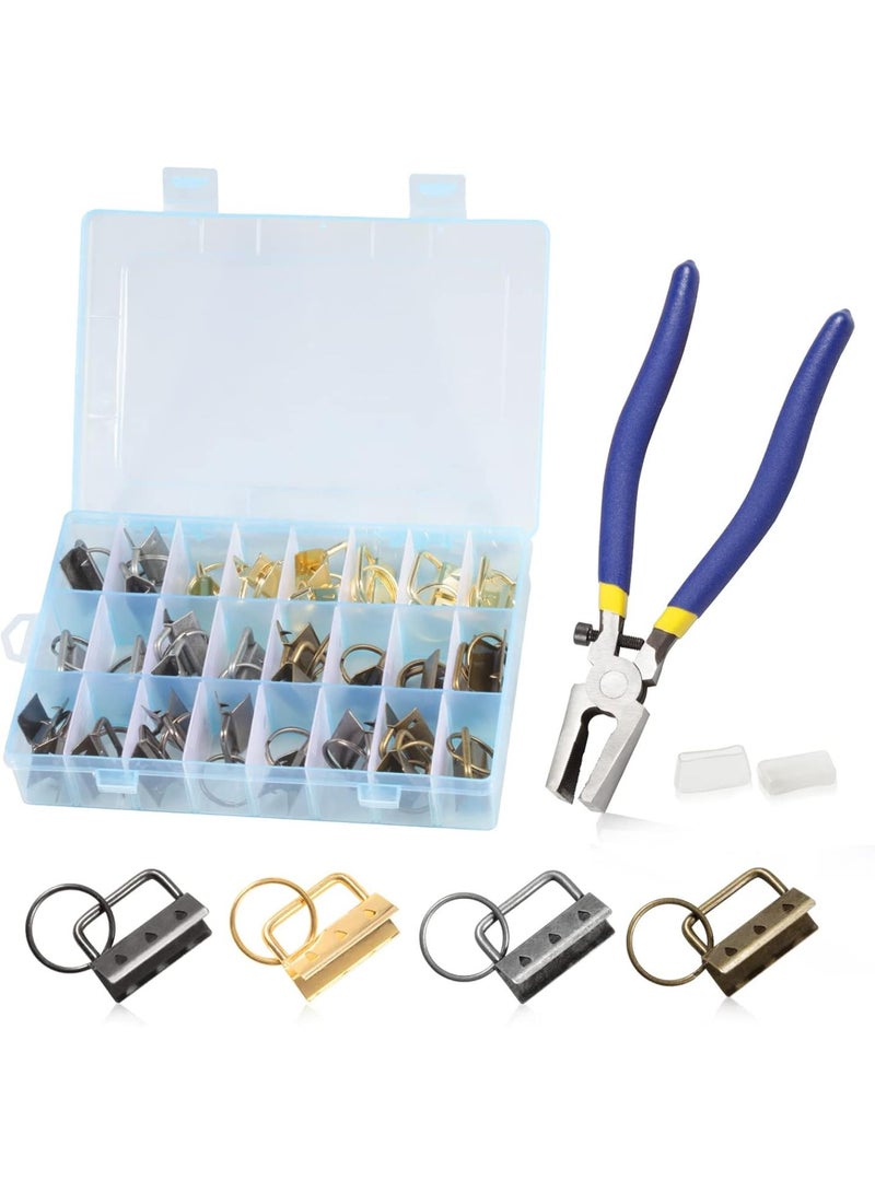 GGOOT Key Fob Hardware Pliers Tool 32 Pcs Keychain Fob Hardware Kit 1.25 inches 8 inches Key Fob Glass Running Plier with Rubber Cover for Wrist Strap Key Chain Lanyard Clasp Hardware - Image 1
